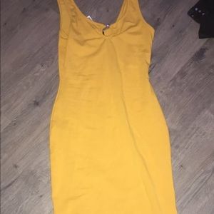 Yellow body con dress